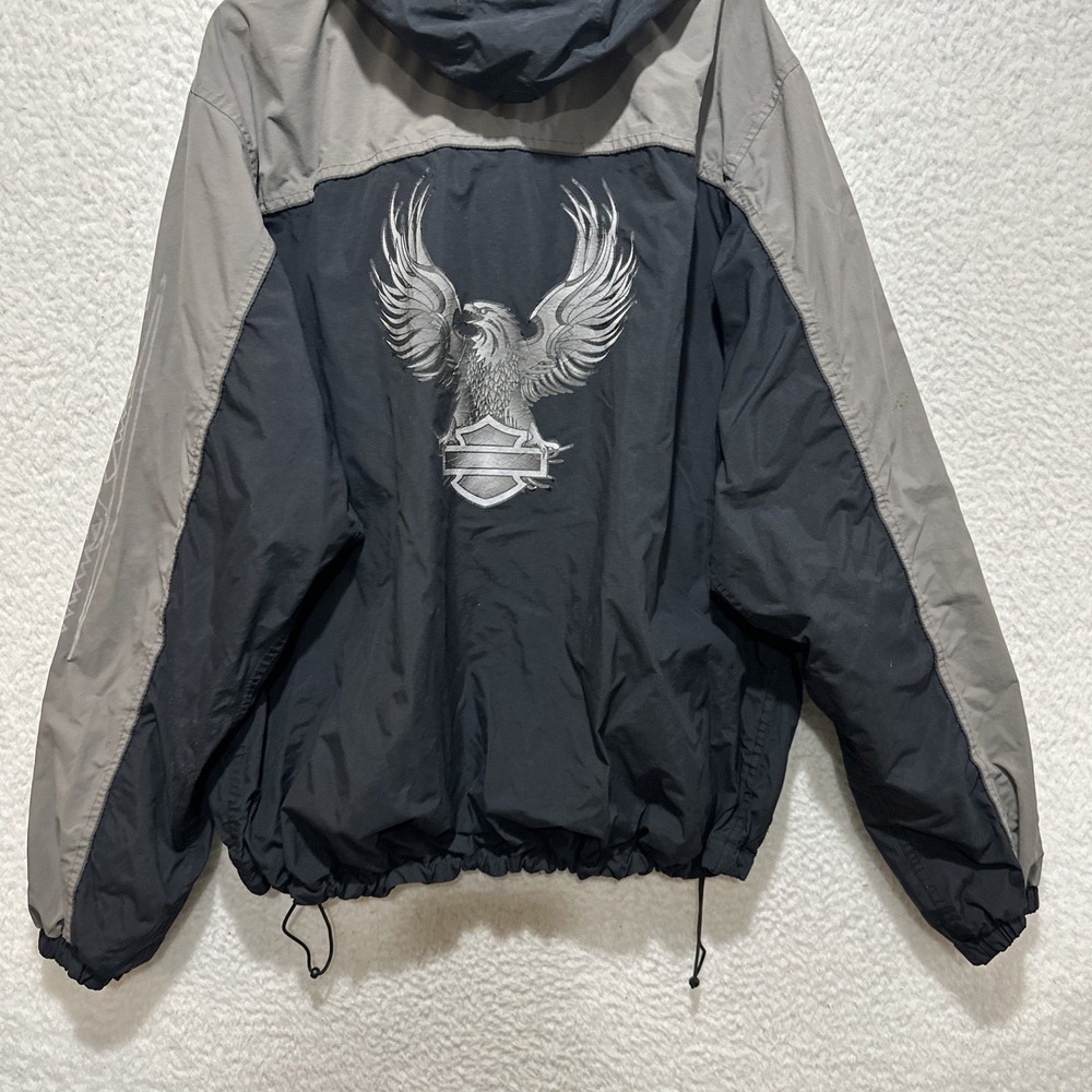 Harley-Davidson Men's Motorcycle Jacket Size‎ XL Black Gray Nylon Eagle Graphic - Picture 7 of 15